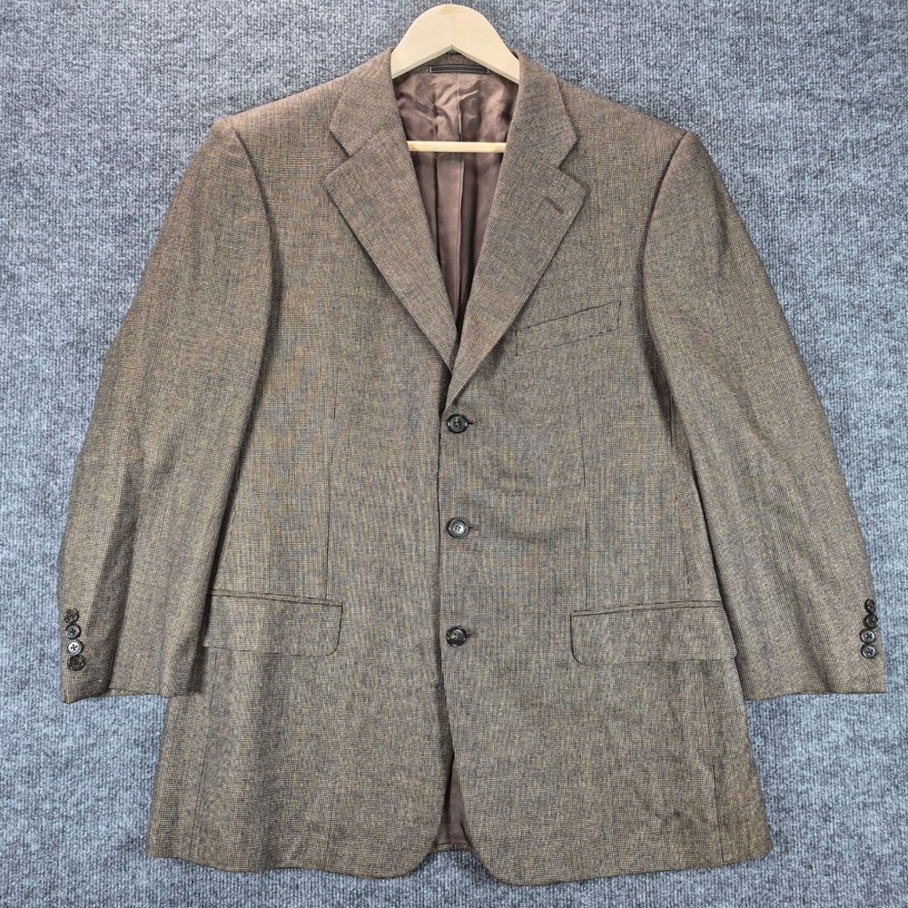 Ermenegildo Zegna Silk Wool Sport Coat Men's 52 Brown Micro Check